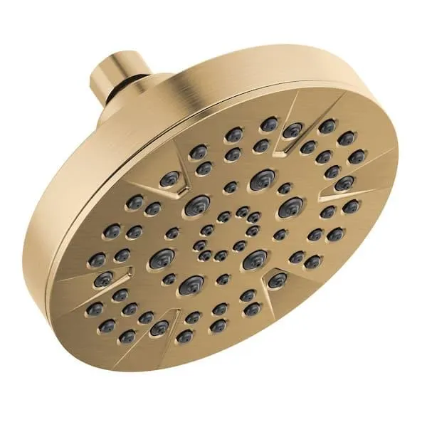 Gold 5-Spray Patterns 1.75 GPM 6 in. Wall Mount Fixed Shower Head in Champagne Bronze