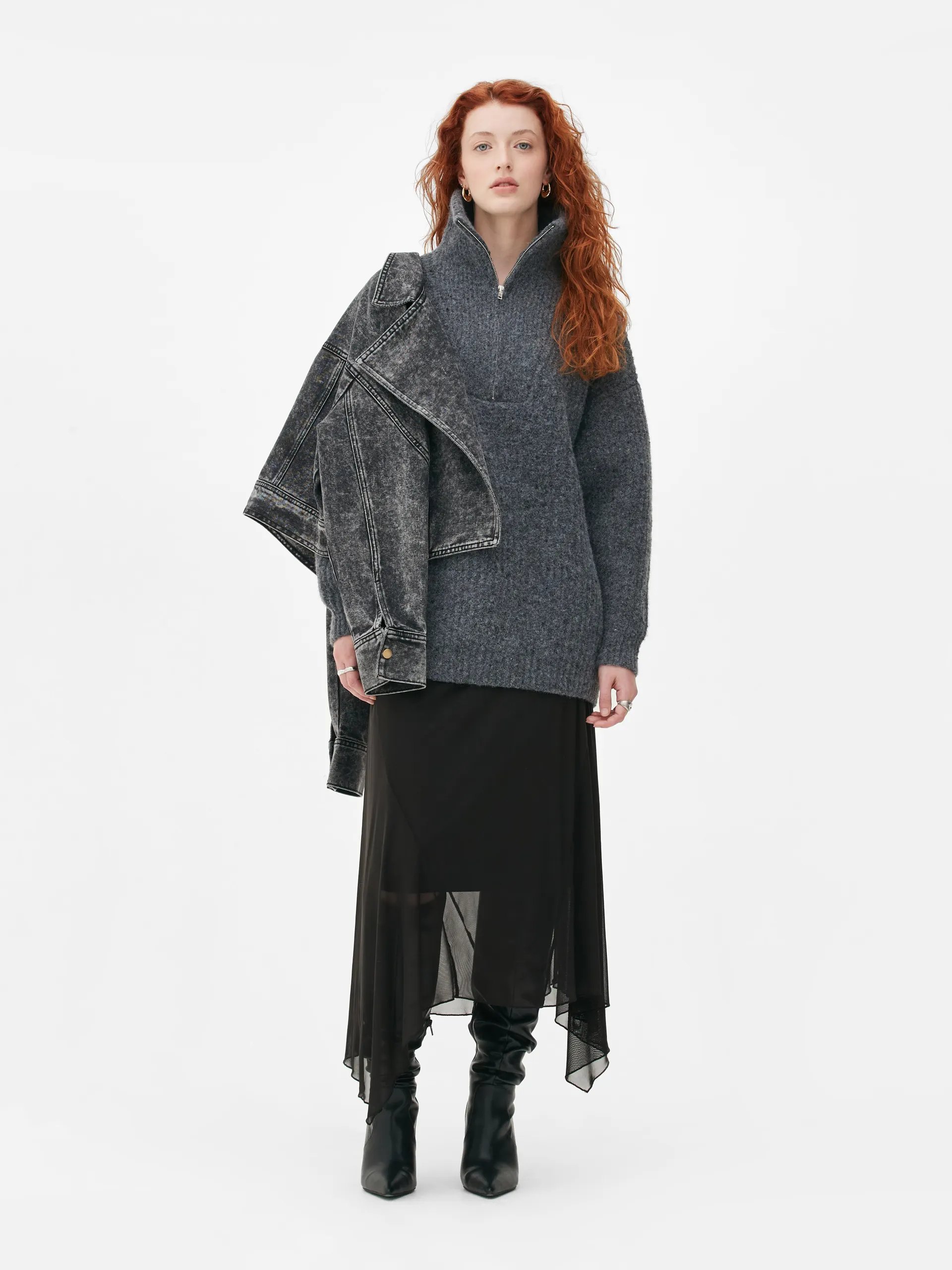 Maglione con collo a imbuto e mezza zip Rita Ora