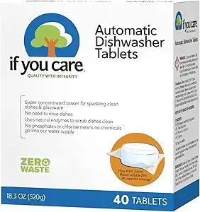 If You Care Dishwasher Tablets 40 Count - Powerful, Plant Based, Concentrated, Biodegradable, Natural Dish Cleaner Detergent, Dishwashing Soap Tabs