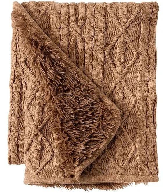 1912 Heritage Knit Faux Fur Cozy Throw