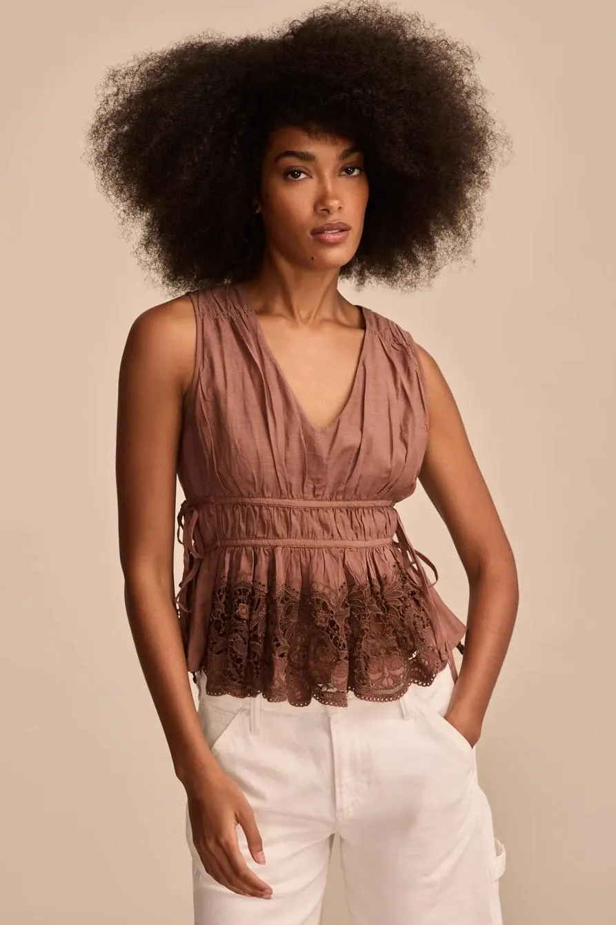 lace ruched tank top