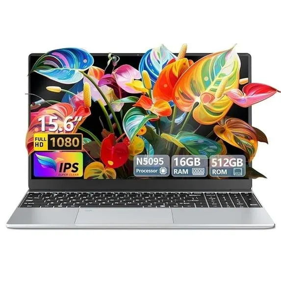 KUU 15.6 Inch 1920x1080 FHD IPS Laptop, 16GB 512GB SSD, Traditional Laptops Computer
