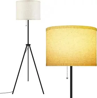 BoostArea Floor Lamp for Living Room, Tripod Floor Lamp, Linen Lamp Shade, Mid Century Standing Lamp for Living Room, Bedroom, Study Room and Office（Bulbs Not Included）