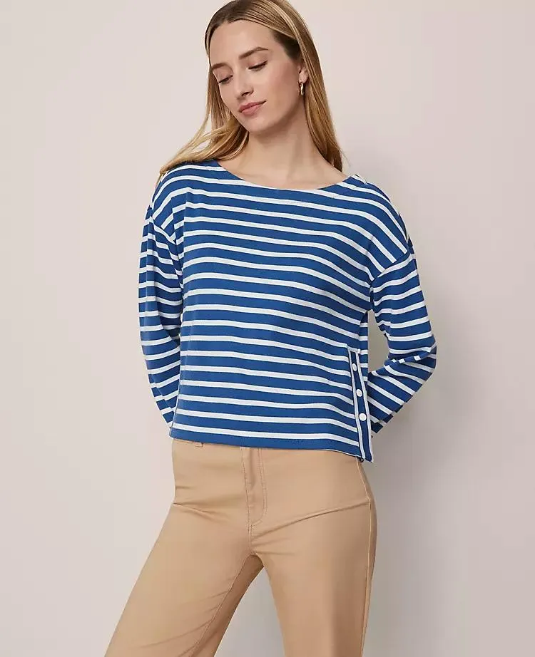 Weekend Collection Striped Crew Neck Top