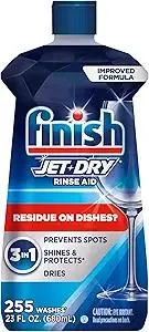 Finish Jet-Dry Dishwasher Rinse Aid, Compatible with Dishwasher Detergent, Prevents Spots & Residues, Dries, Shine & Protects, 23 oz, 225 Washes.