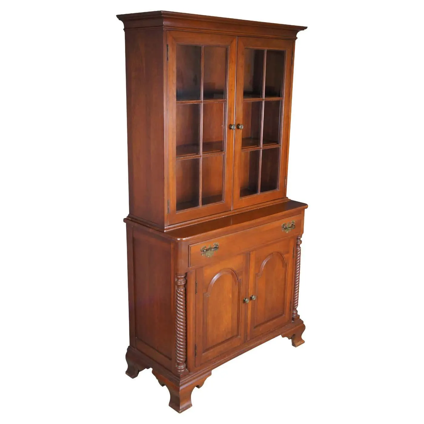 Willett Wildwood Cherry Stepback Cupboard Bookcase China Hutch Cabinet 70"