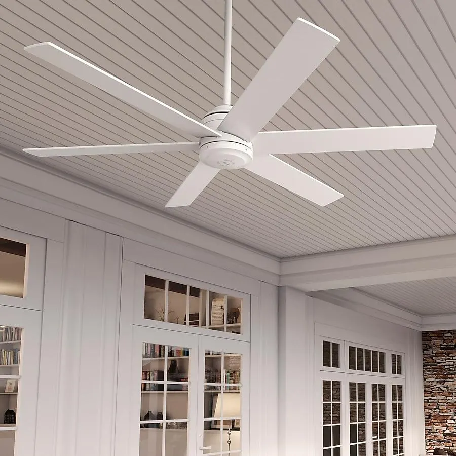 Hunter Lakeway ENERGY STAR 60-in Outdoor Fresh White with Satin Blades Ceiling Fan Without Light 6 -Blade )