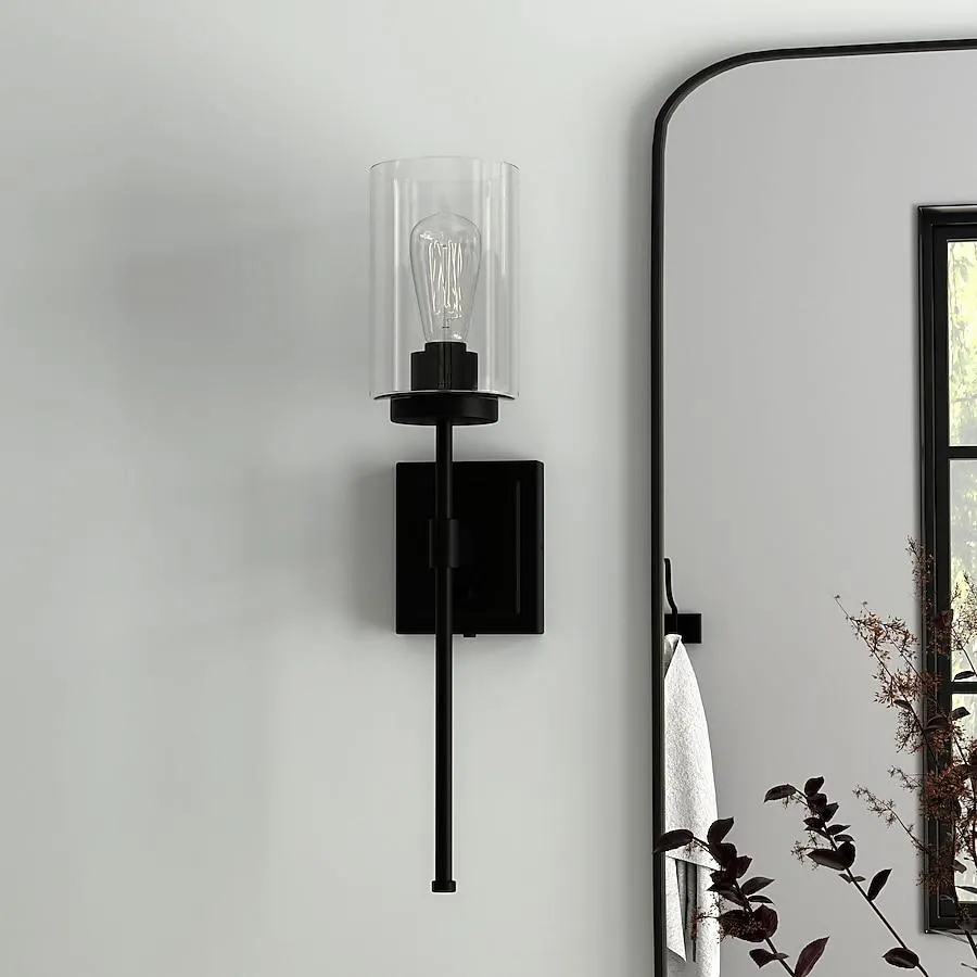 allen + roth Eldora 6-in W 1 -Light Matte Black Transitional Wall Sconce