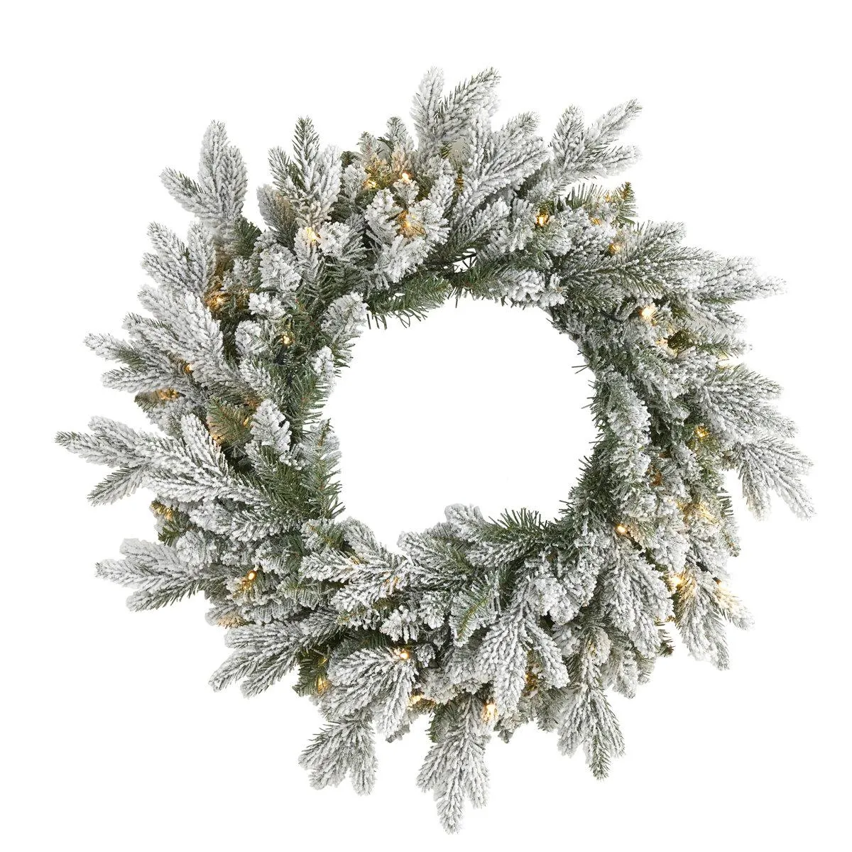 24'' Faux Pine Lighted Wreath