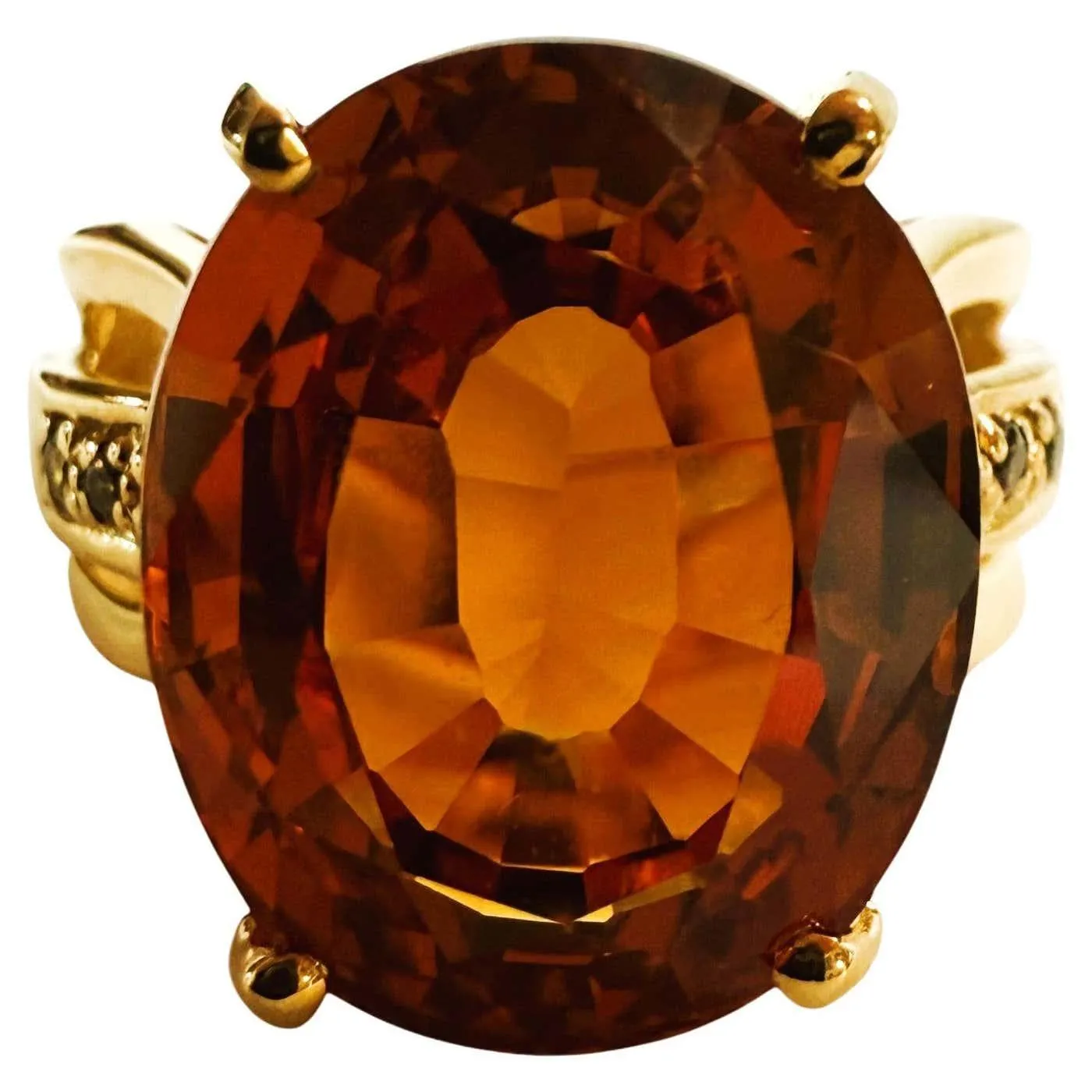 New 15.75 Carat Sunset Sapphire & Diamond Cut Sapp 24K Y Gold PL Sterling Ring