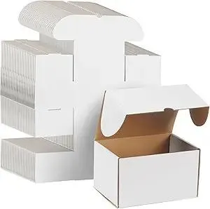 WIFTREY 50 Pack 7x5x4 Shipping Boxes for Small Business Packing, White Corrugated Cardboard Mailer Boxes for Shipping Mailing