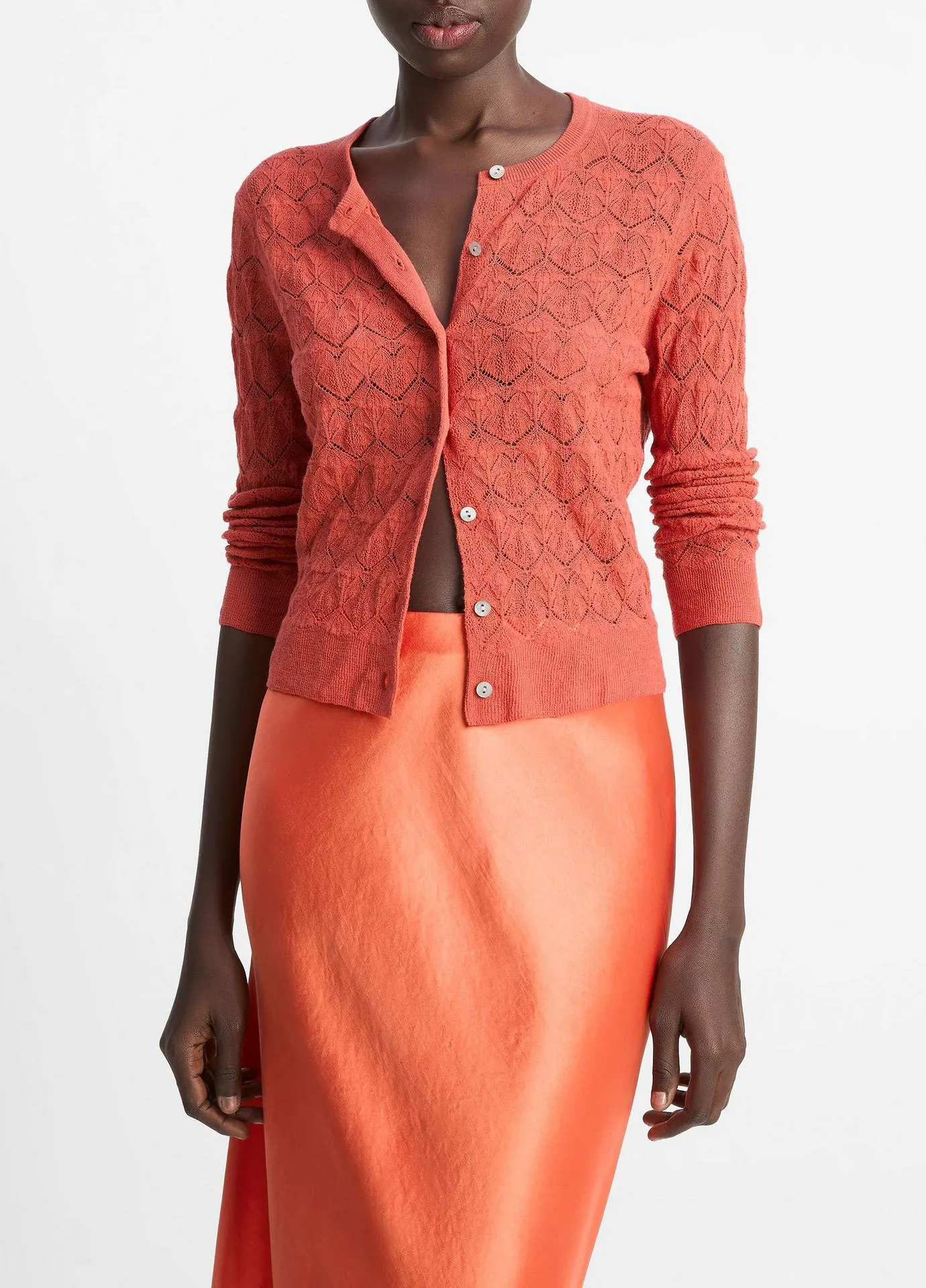 Lace-Stitch Cotton Cardigan