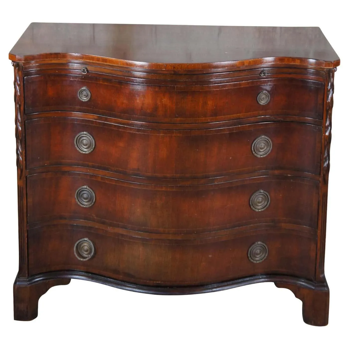 Union National Georgian Style Serpentine Mahogany Bachelors Chest Buffet Dresser