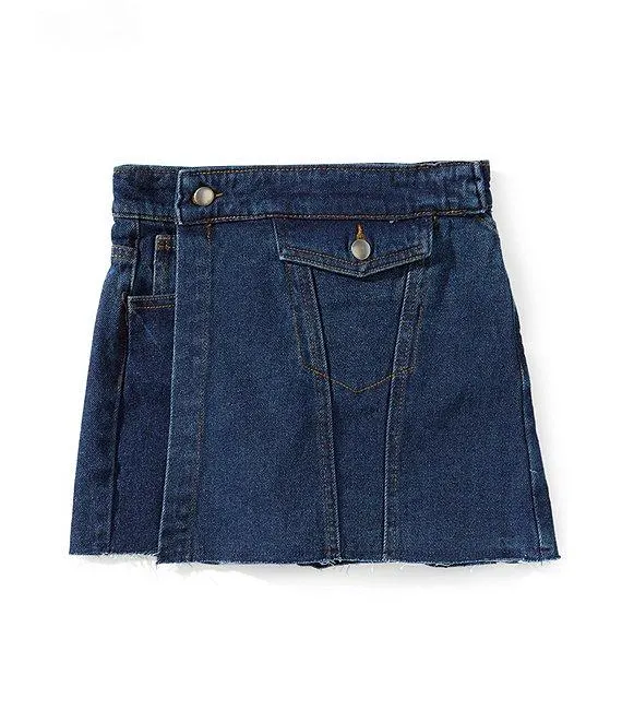 Little Girls Asymmetrical Denim Mini Skort