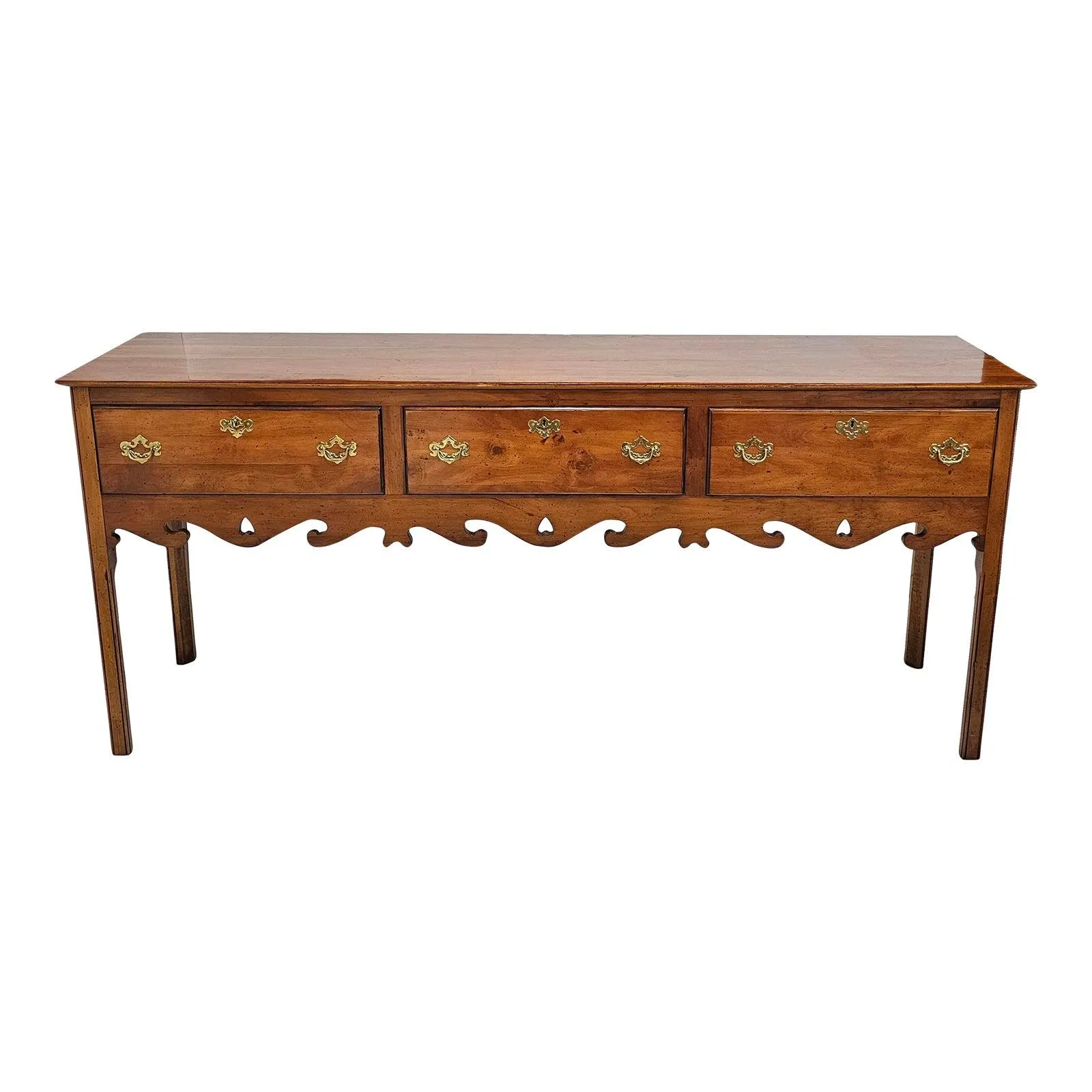 1970s Custom Made Wright Table Company Chippendale Solid Yew Wood Sideboard