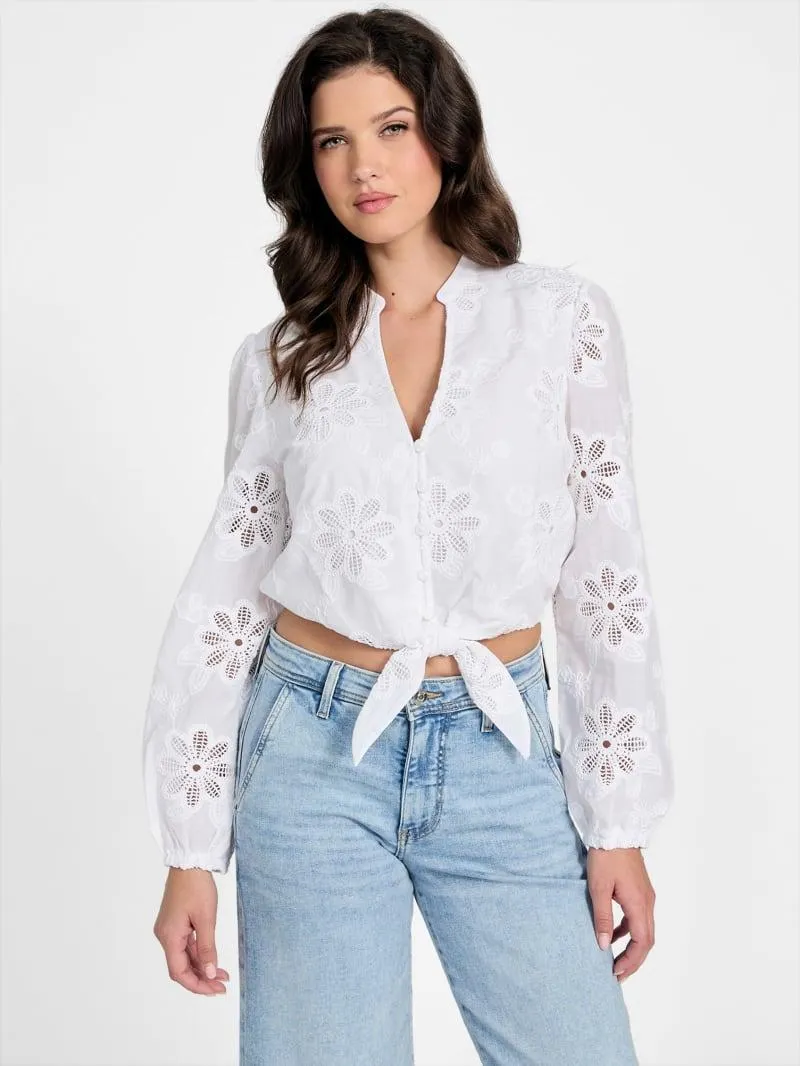 Hazel Embroidered Eyelet Top