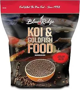 Blue Ridge Koi Fish Food 5lb - Koi Food Color Growth Formula, Goldfish Food, Premium Fish Food for Ponds, Ponds Fish Food, Floating Pond Pellets