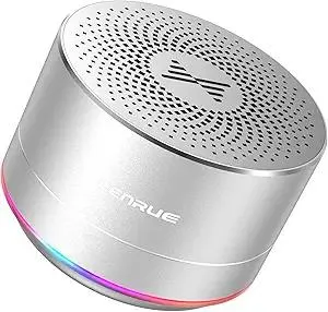 LENRUE Portable Wireless Bluetooth Speaker with Built-in-Mic,Handsfree Call,AUX Line,HD Sound and Bass for iPhone Ipad Android Smartphone and More (Silver)