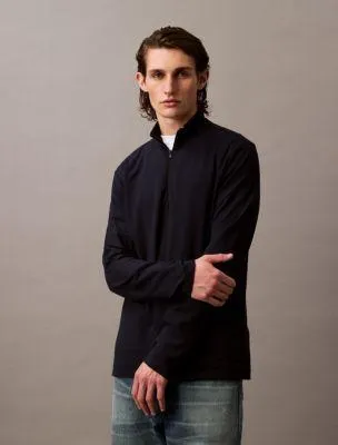 Tech Pique Quarter Zip Mock Neck Top
