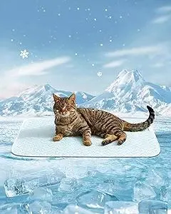 Dog Cooling Mat - Instant Cooling Pet Bed for Dogs & Cats, 6-12°F Drop, Non-Toxic & Machine Washable, Anti-Slip Bottom, Cool Mat for Indoor & Travel Use Light Blue 24" x 18"