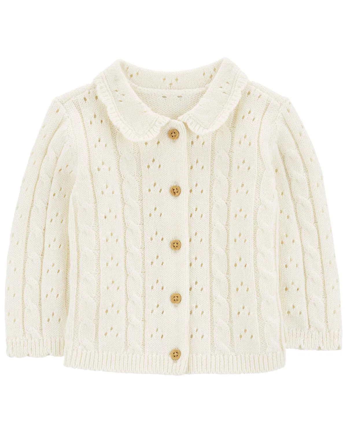 Baby Pointelle Button-Front Sweater Knit Cardigan