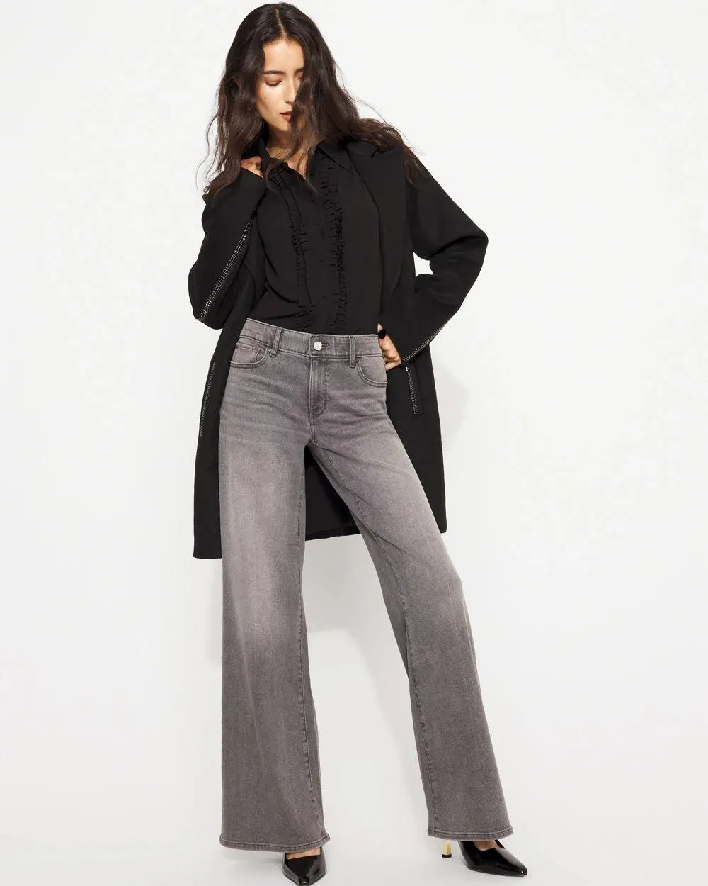 Mid Rise Wide Leg Jean