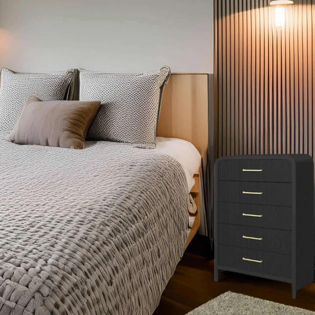 Ridgemont 52" Chest with 5 Drawers by Elements - Black