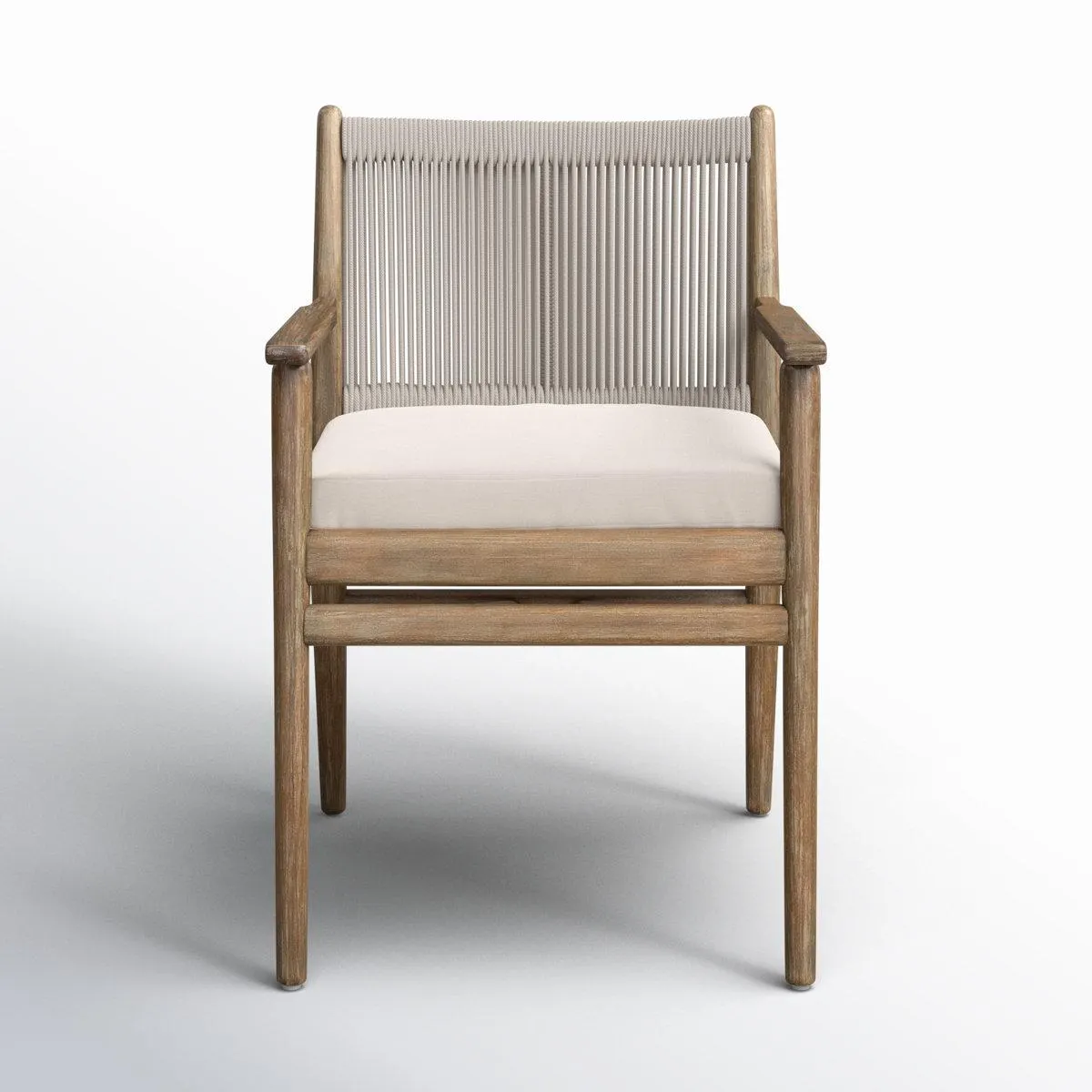 Baltzer Wood Outdoor Dining Armchair with Cushion
