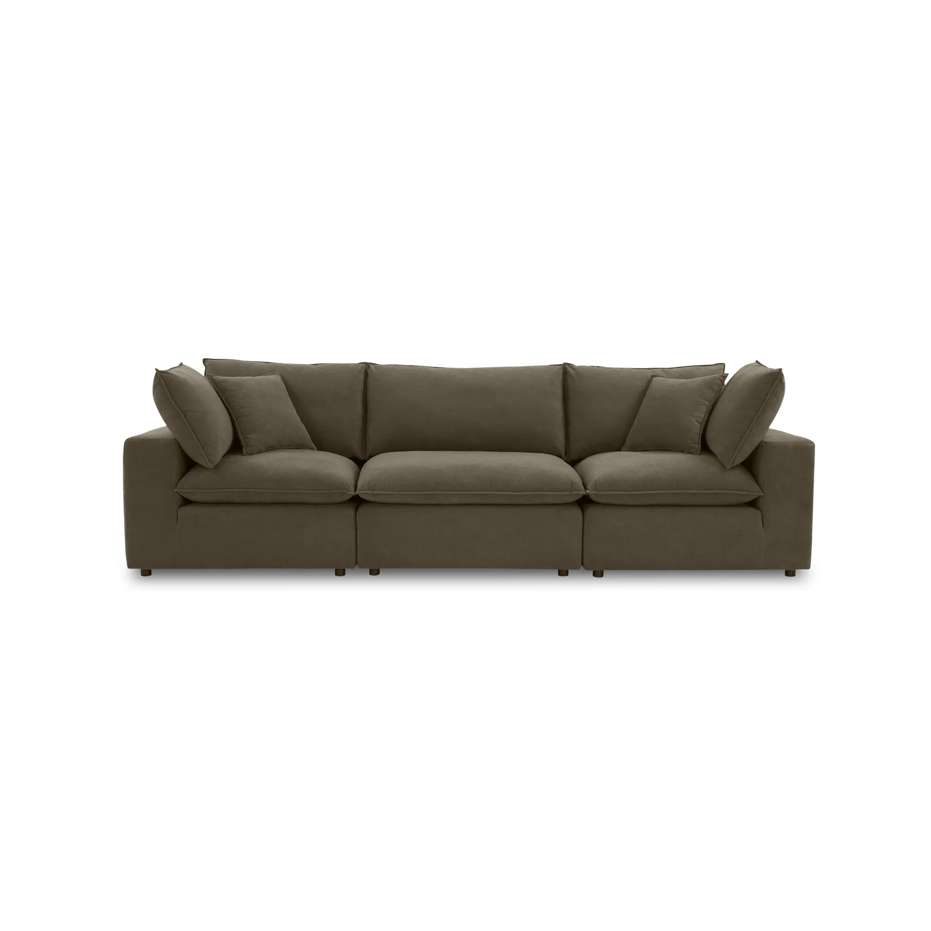 Cali 120" Chocolate Brown Performance Velvet Modular Sofa