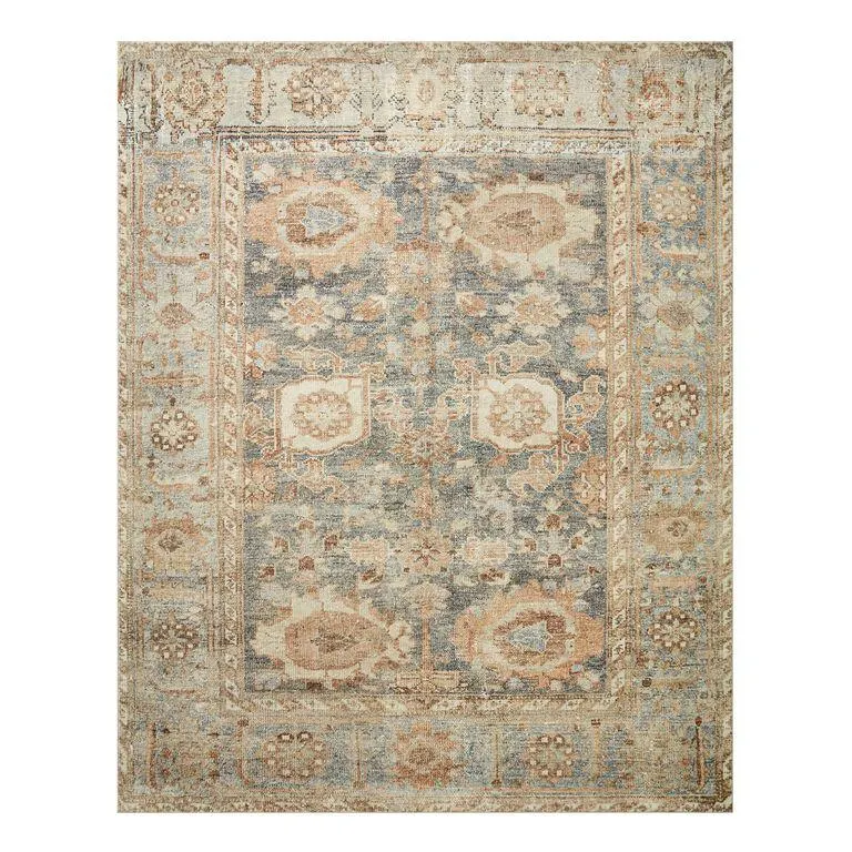 Everly Blue And Tan Persian Style Area Rug