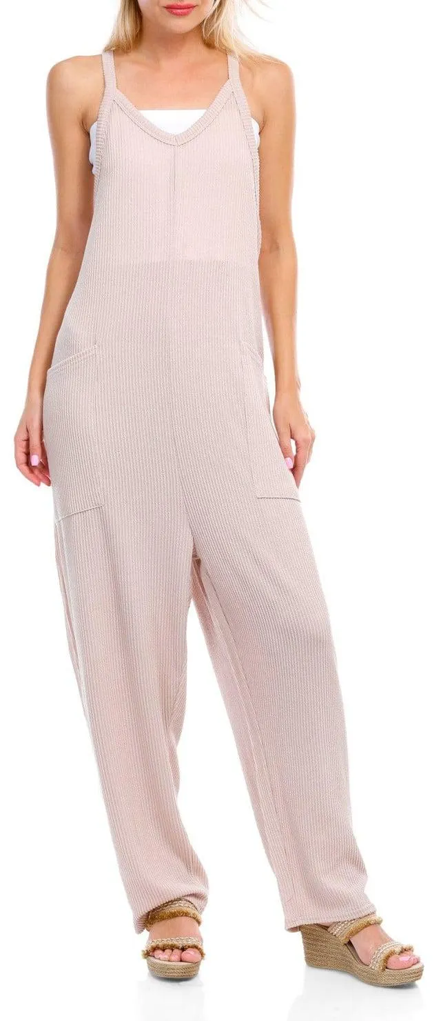 Discreet Juniors Ribbed Slouch Jumpsuit