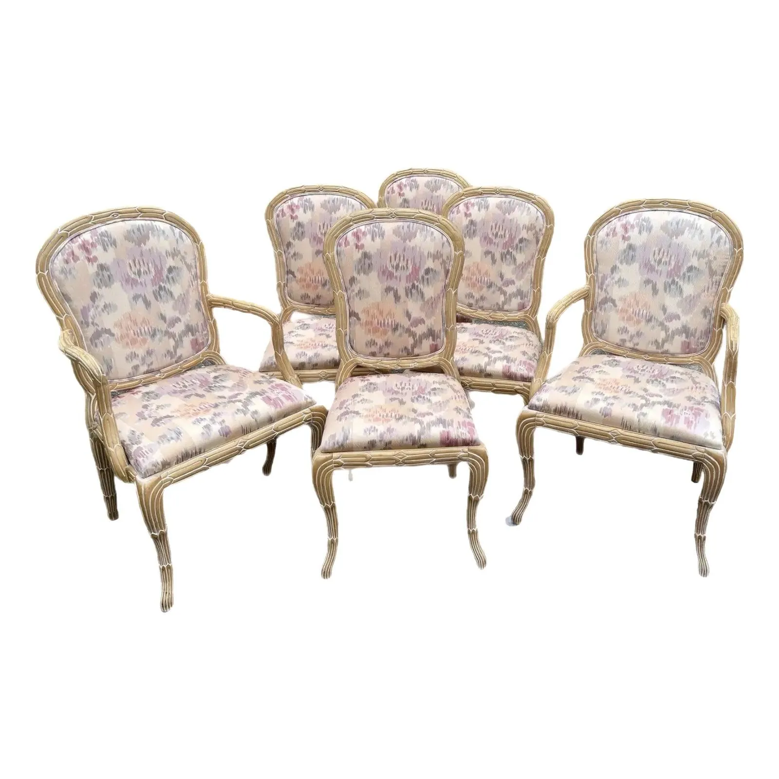 Casa Stradivari Faux Bois Light Wood Dining Chairs, Set of 6