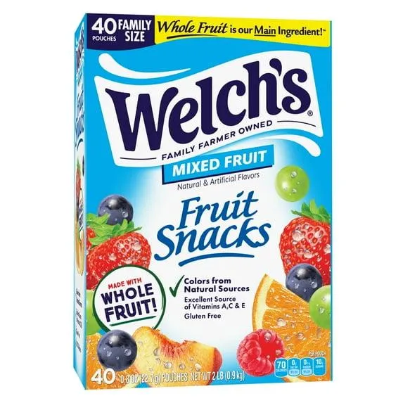 Welch's Fruit Snacks Gluten-Free Mixed Fruit Soft Fruit Snacks for Halloween, .8 oz, 40 Count
