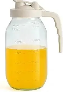 YORY 2 Quart Glass Pitcher with Filter Lid Airtight Cold Water Jug for Lemonade Tea Juice Milk Iced Coffee Fruit Drinks Airtight,64 oz