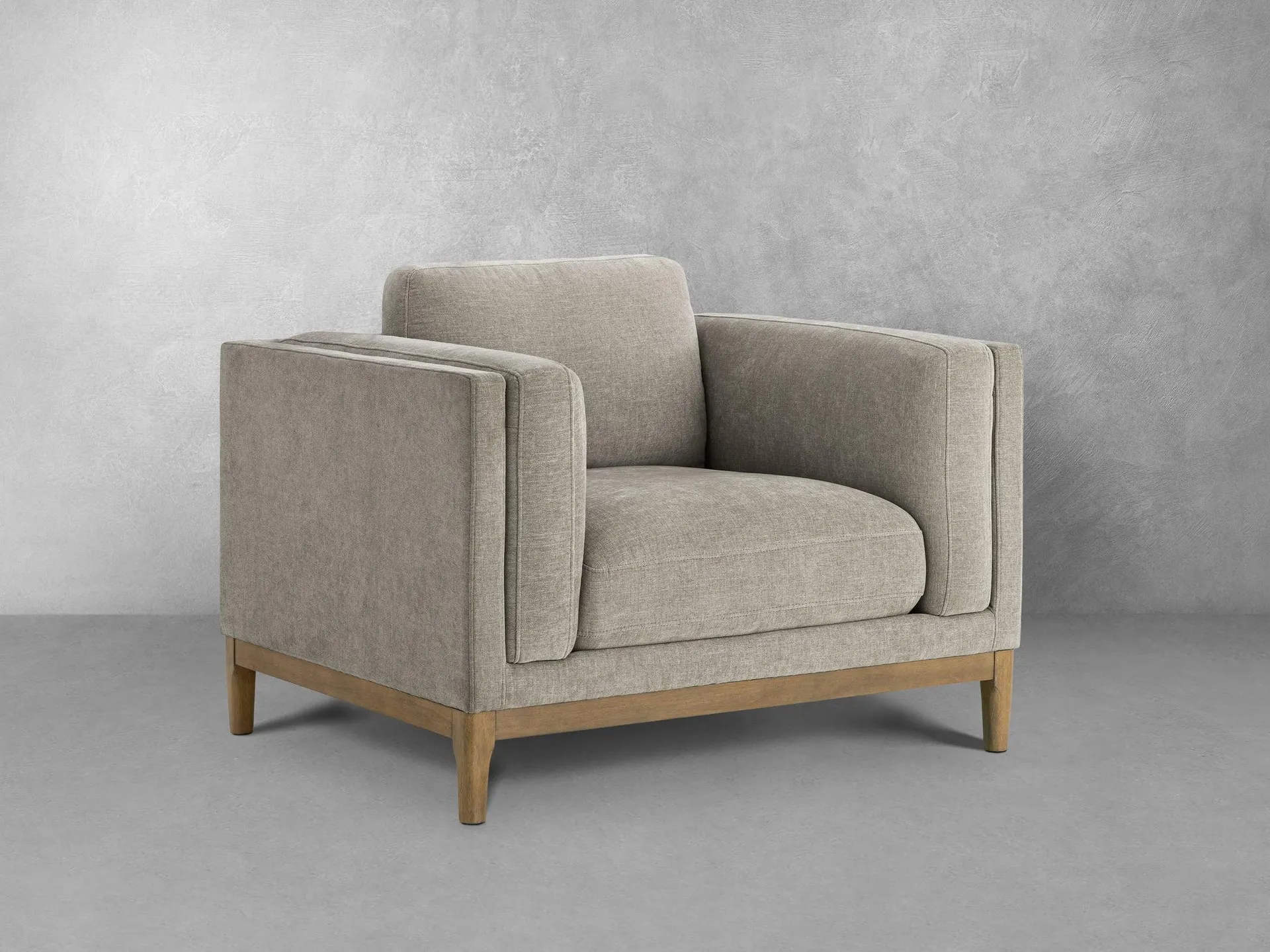 Renee Fabric Chair with Wood Base, Gray