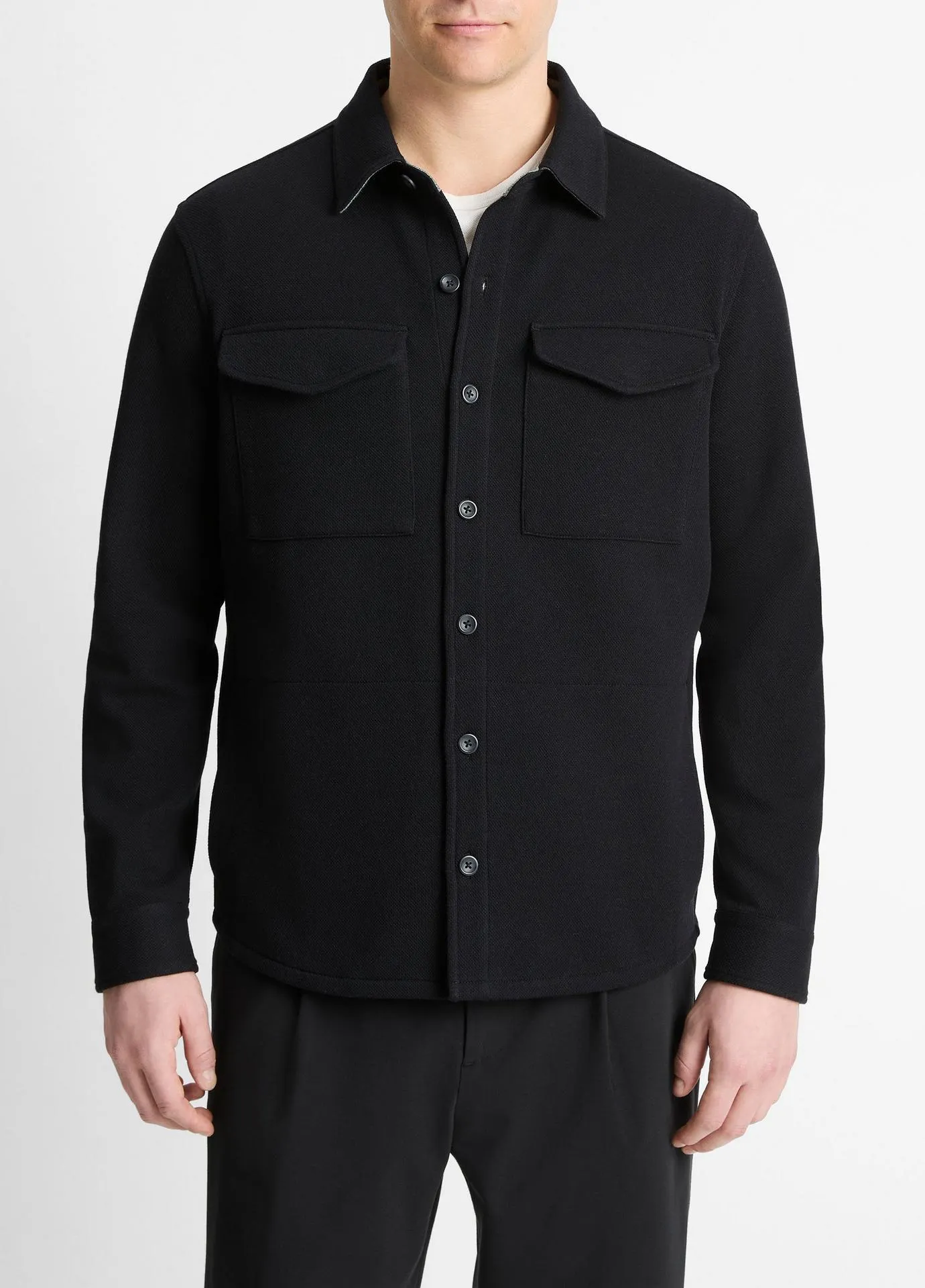 Double-Knit Cotton-Blend Piqué Shirt Jacket