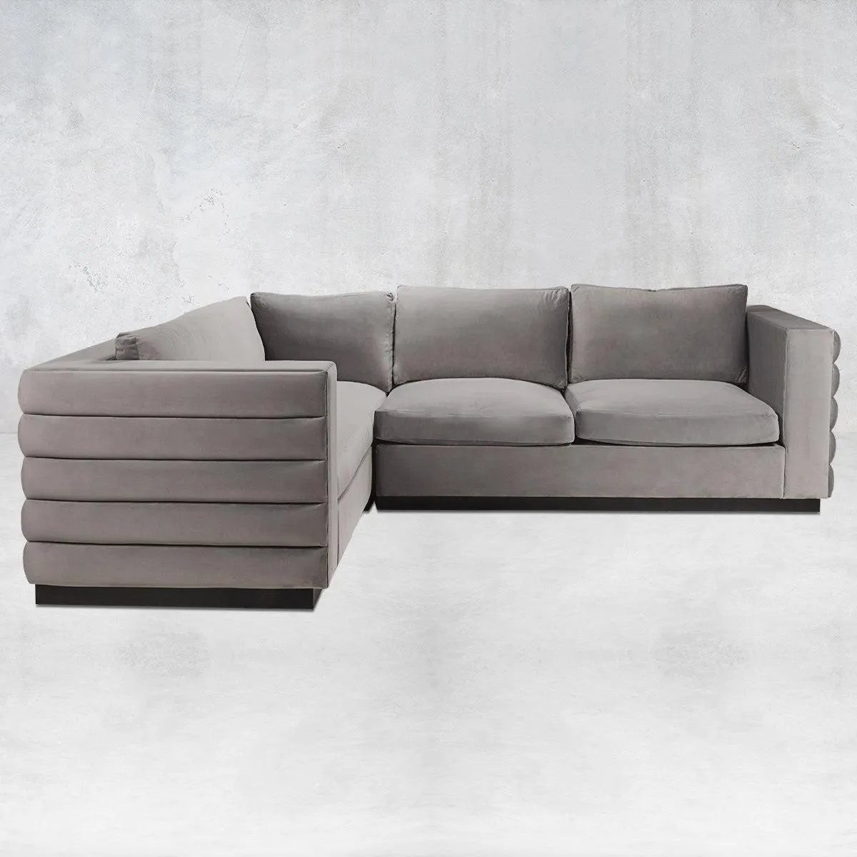 Milan Sectional in Ash Velvet