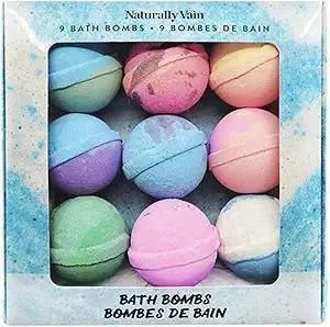 Bath Bomb Set, Handmade, Non-Staining, Sulfate-Free, Natural Luxury Bath Fizzies, Aromatherapy Spa Gift Set, Assorted Scents, 9-Pack