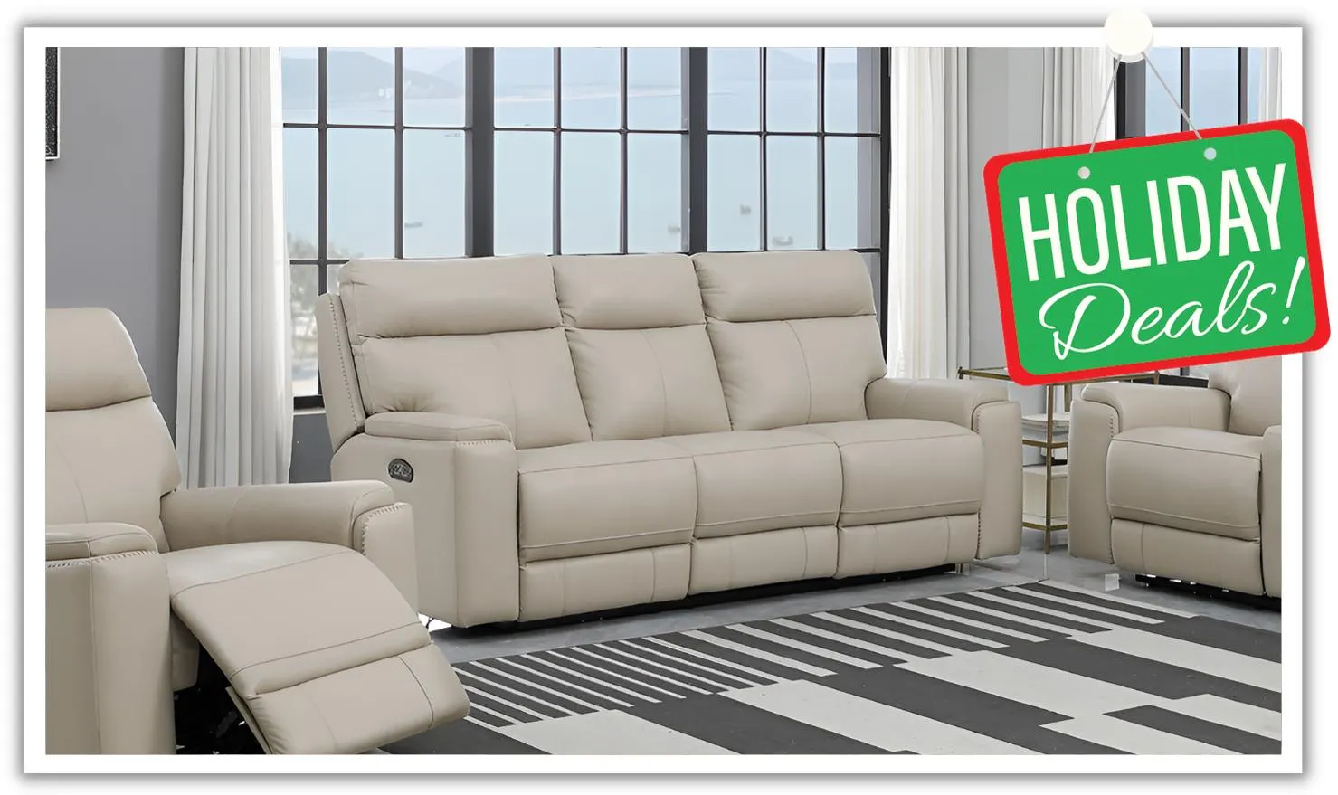 Leather Italia Bryant 3-Seater Power Reclining Leather Sofa