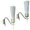 Mid-Century Modern Italian Brass and Glass Wall Sconces in the style of Stilnovo, 1950s, Set of 2