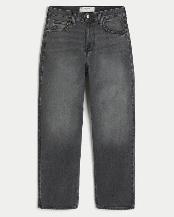 Grey Heart Graphic Baggy Jeans