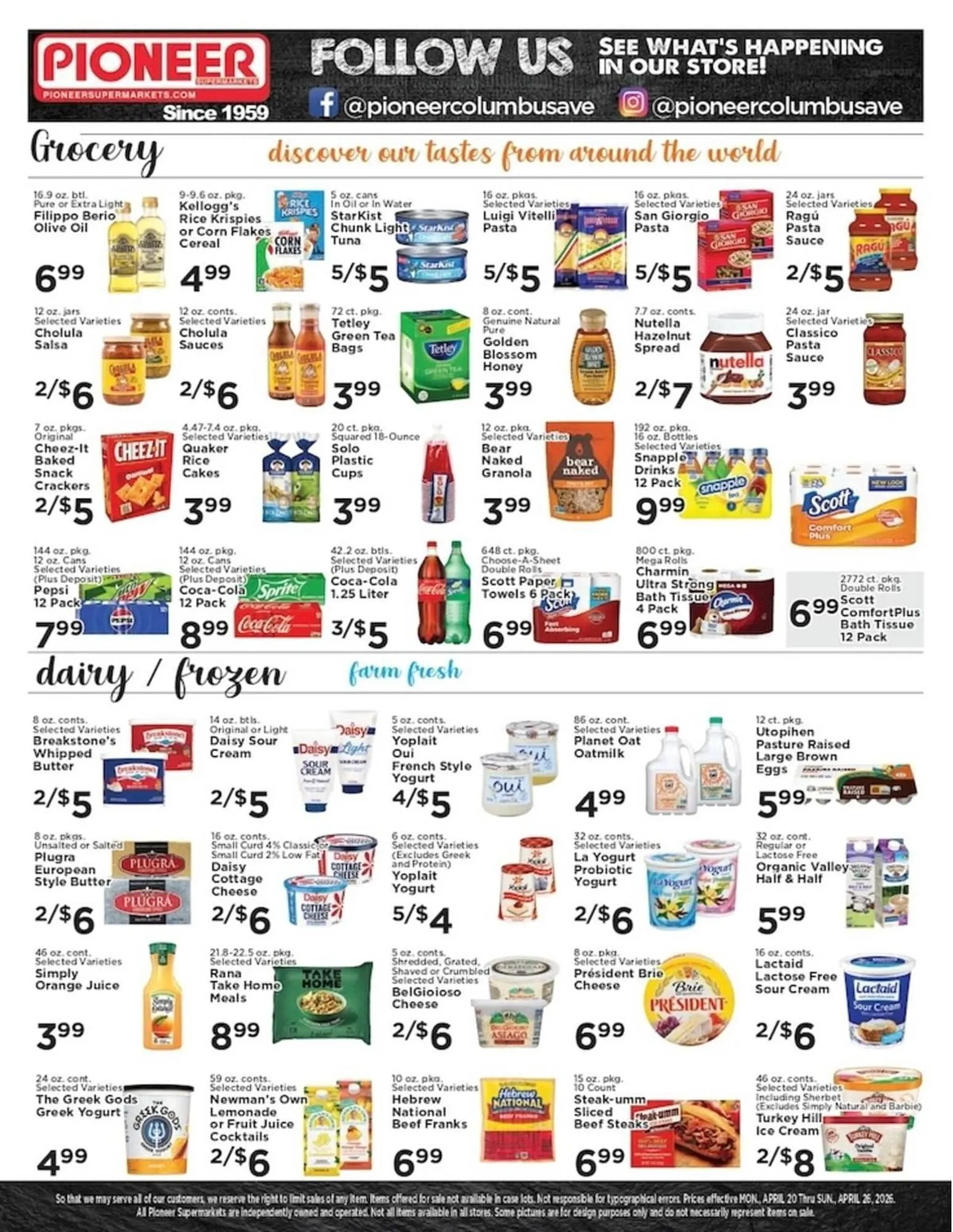 Weekly promotion Pioneer Supermarkets weekly ad spanning from April 20 to April 26 2026 - Page 2 for Catalogue 365