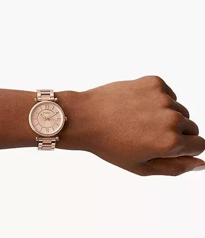 Carlie Three-Hand Rose Gold-Tone Stainless Steel Watch