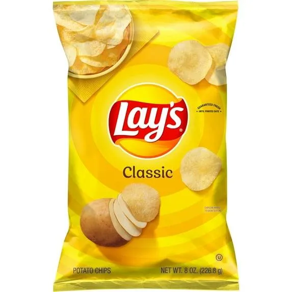 Lay's Classic Potato Chips, 8 oz, Plastic Bag