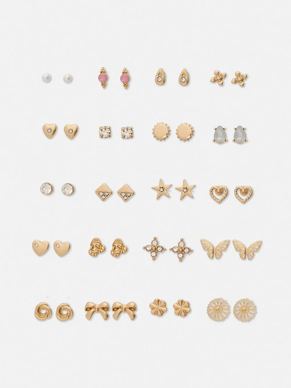 20-Pack Mixed Stud Earrings