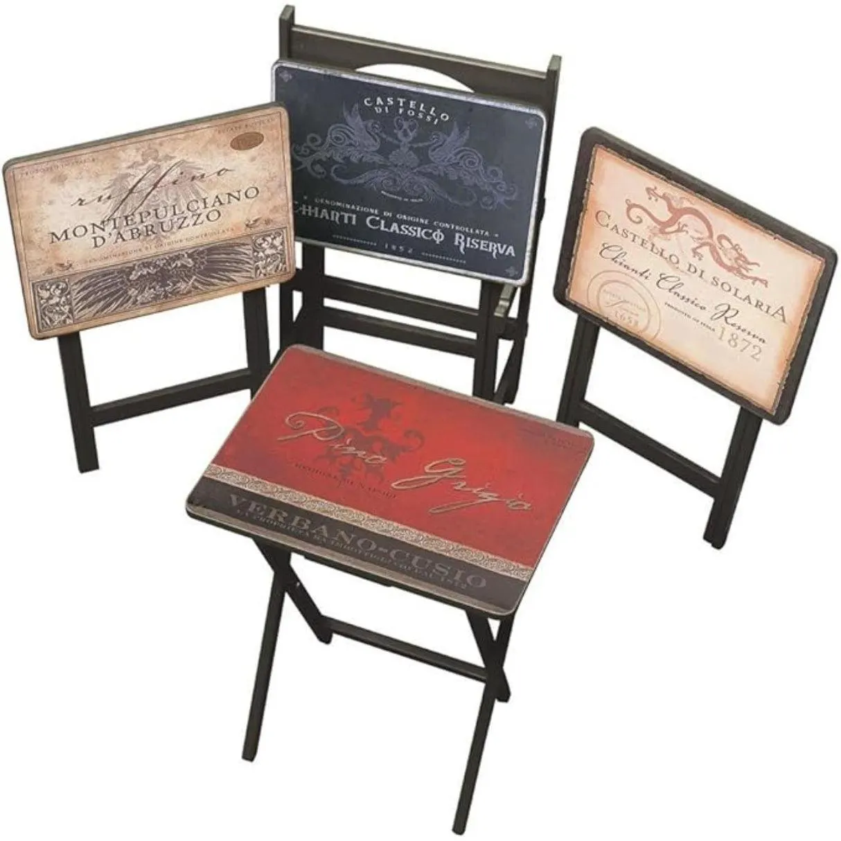 Tuscan Wine TV Tray Set of 4 with Stand