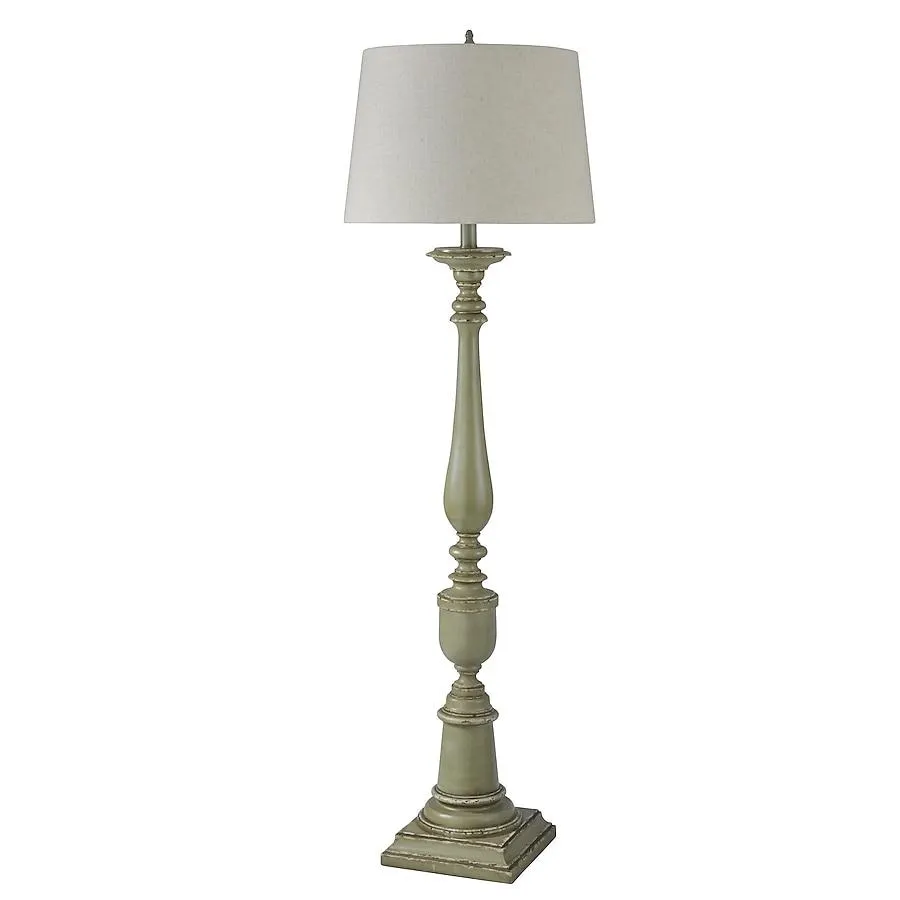 StyleCraft Home Collection Bourgault 64-in Olive Green with Antique Distressing Standard Floor Lamp with Fabric Shade
