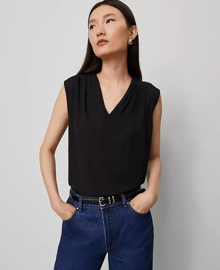 Mixed Media V-Neck Top