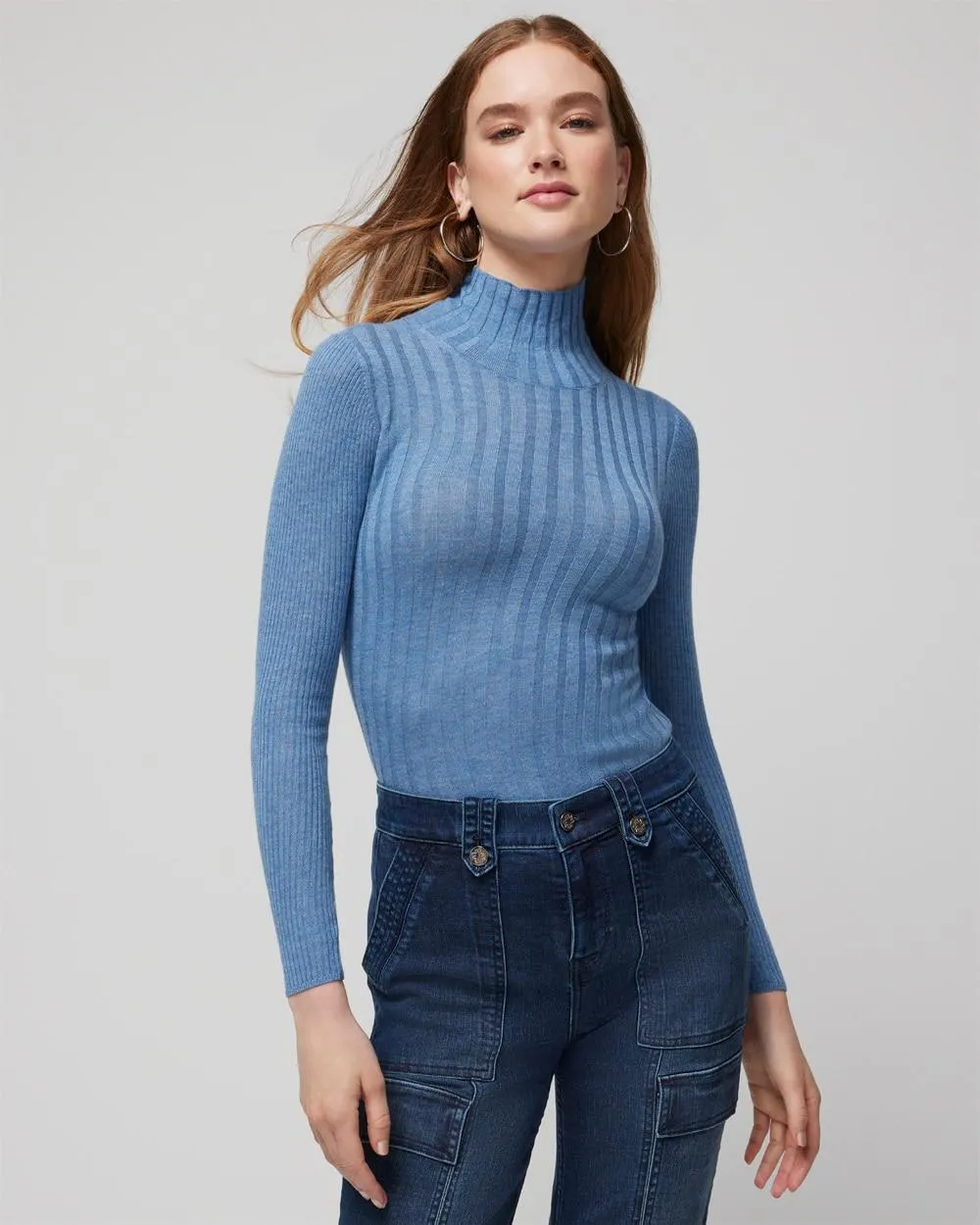 Long Sleeve Cashmere Blend Mockneck