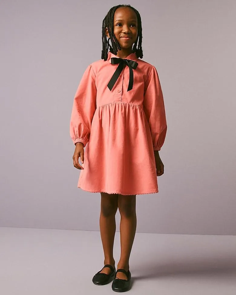 Girls' shirt-dress in lightweight corduroy